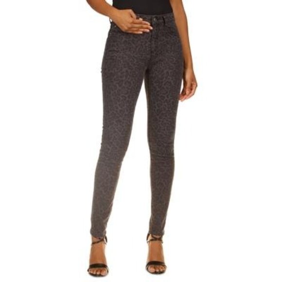 MICHAEL KORS Womens Animal Print Denim Zippered Pocketed High Rise Stretch Belt - Picture 1 of 2